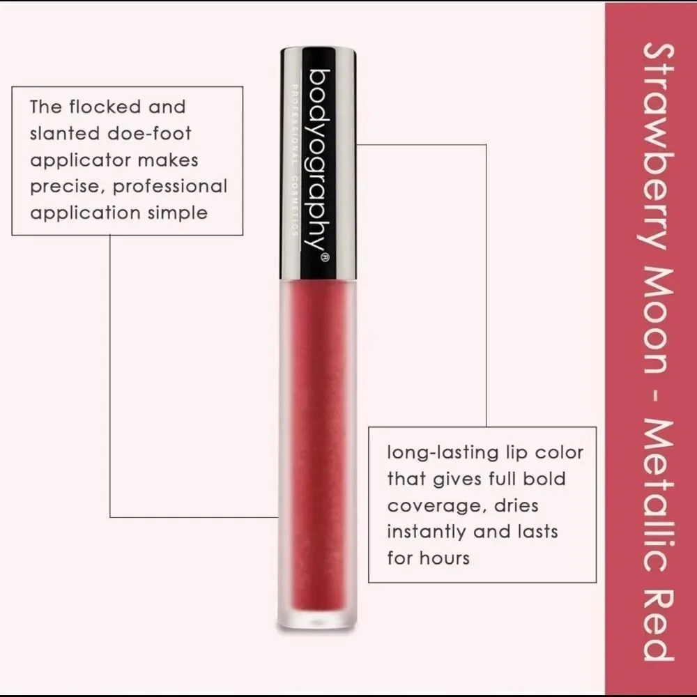 Bodyography Lip Lava Liquid Lipstick - Strawberry Moon/Metallic Red - NIB